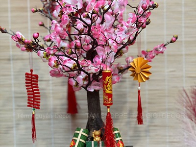 Phụ kiện treo Tết Quạt giấy nhung Vàng Đỏ mini [Cute] 5 - 7cm PKT-TET-14